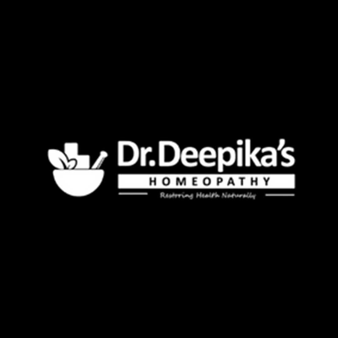 Dr. Deepika Homeopathy logo featuring a stylized green leaf and a cross symbol, symbolizing natural and holistic healing.